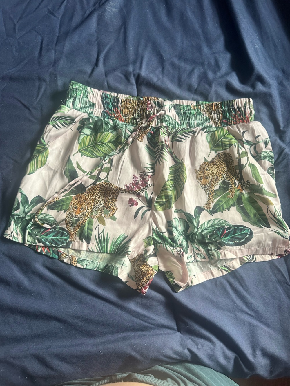 David Lerner Tropical Leopard Print Shorts - Green & White